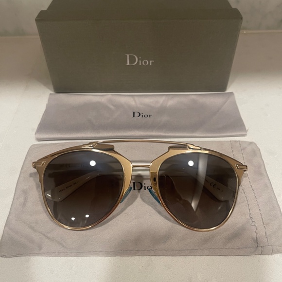 CHRISTIAN DIOR MIRRORED AVIATOR SUNGLASSES - Picture 7 of 10